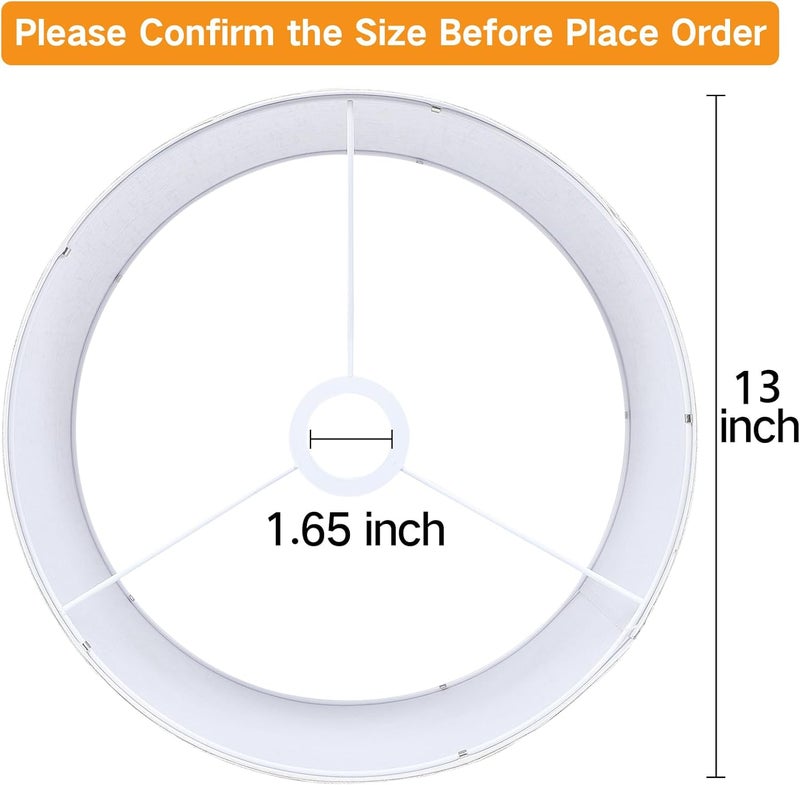 OUTON Beige Drum Lamp Shades for Floor Lamps, 13" Top x 13" Bottom x 10" High, Easy to Assemble, Replacement Linen Lampshades for Table Lamps & Bedside Lamps (1.65" Spider) - Image 2